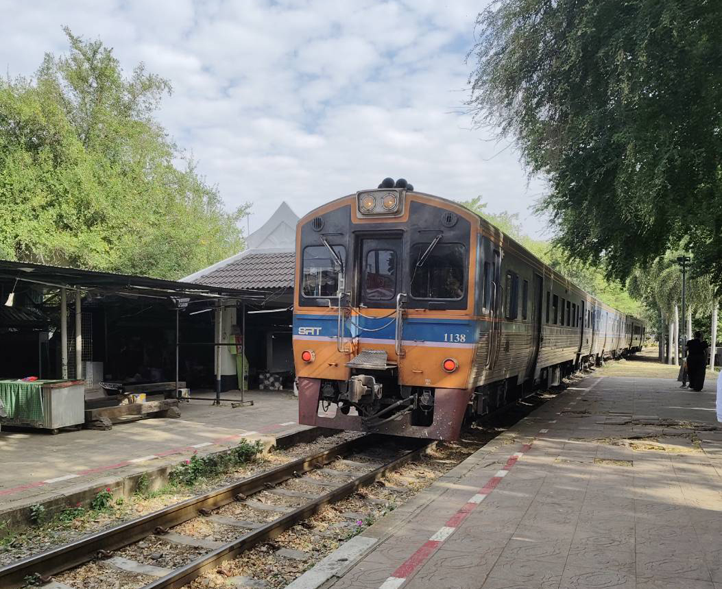 Death Railway train near Kanchanaburi in Thailand.