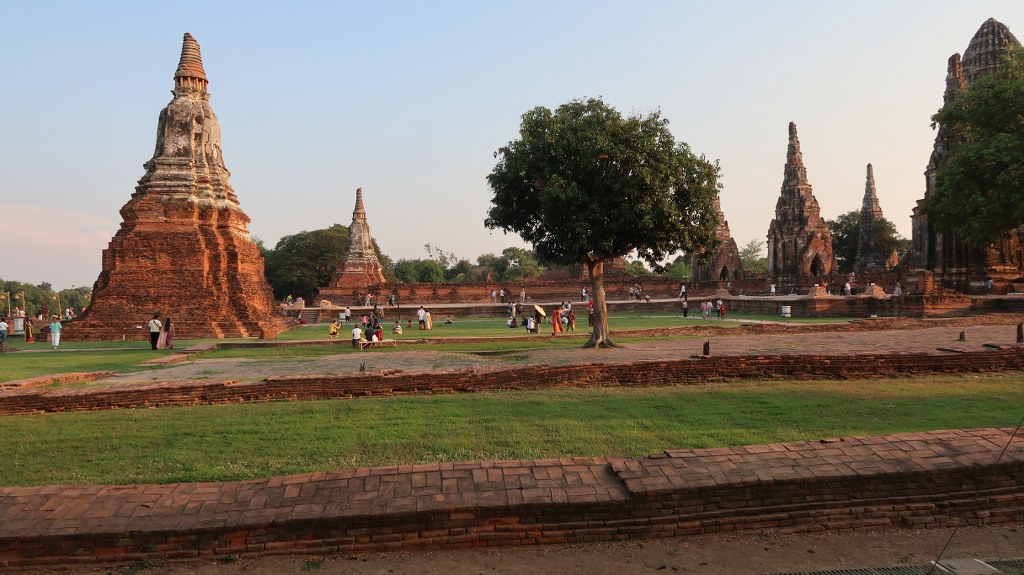 Distinctive prangs at Wat Chaiwatthanaram in Ayutthaya, Thailand.